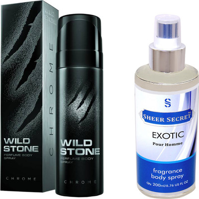 

Wild Stone CHROME 120 ML with SHEER SECRET EXOTIC MEN BODY MIST 200 ML(Set of 2)