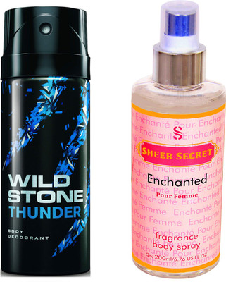 

Wild Stone THUNDER 150 ML with SHEER SECRET ENCHANTED WOMEN BODY MIST 200 ML(Set of 2)