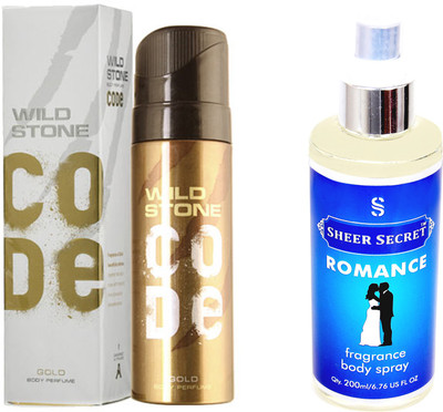 

Wild Stone CODE GOLD 120 ML with SHEER SECRET ROMANCE BODY MIST 200 ML(Set of 2)