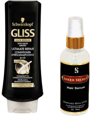 

Schwarzkopf ULTIMATE REPAIR CONDITIONER 400ML with SHEER SECRET SERUM 100ML(Set of 2)