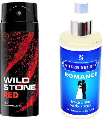 

Wild Stone RED 150 ML with SHEER SECRET ROMANCE BODY MIST 200 ML(Set of 2)