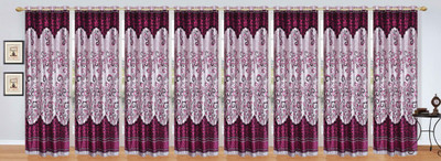 

Ville Style 275 cm (9 ft) Polyester Long Door Curtain (Pack Of 8)(Floral, Wine)