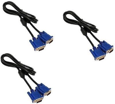 

Qthreee Set of 3 High Speed 3+5 Quality 15 Pin Male to Male 1.4 Meter VGA Cable(Black, Blue)