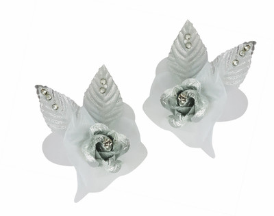 

Confidence Party Wear Flower Hair Pins / Hair Clips / Tic-Tac clips For hair Decorations Tic Tac Clip Hair Accessory Set(Silver)