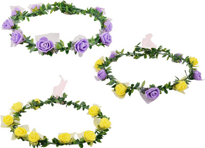 

Digi Turtle Digiturtle Tiara Set of 3 Yellow & Purple Flowers Head Band, Hair Accessory Set, Hair Band(Yellow, Purple)