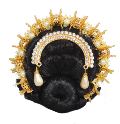 

rich creation Fancy hair Flower Accessories Brooch with wedding wear Hair Accessory Set for womens. Hair Accessory Set(Gold)