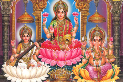 

Laxmi Ganesh Saraswati Poster (Size 12 Inch x 18 Inch) (Pack of 1) Paper Print(15 inch X 12 inch, Rolled)