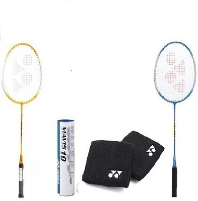 

Yonex Combo of 2 GR 303 Badminton Racquet ,1 Mavis -10 Shuttlecock (pack of 6) and 2 Li ning Wrist Bands Multicolor Strung Badminton Racquet(G3 - 3.5 Inches, 90 g)