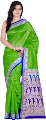 kamila creation Digital Print Banarasi Silk Blend Saree(Green)