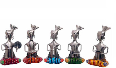 

NG Art Ventura Set of 5 Handpainted Multicoloured Indian Pugree Musicians ( 9 Inches Tall ) Decorative Showpiece - 22 cm(Wooden, Iron, Multicolor)