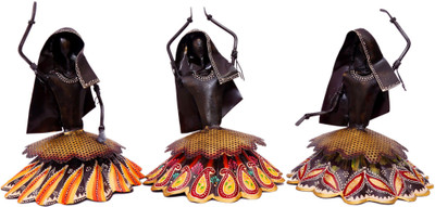 

NG Art Ventura Set of 3 Rural Women Iron Gagra Doll ( 9 Inch Tall) Decorative Showpiece - 25 cm(Cast Iron, Copper, Brown)