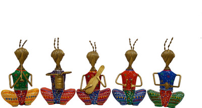 

NG Art Ventura Set of 5 Choti Marwari Musicians (7 Inches Tall ) Decorative Showpiece - 17 cm(Wooden, Iron, Multicolor)