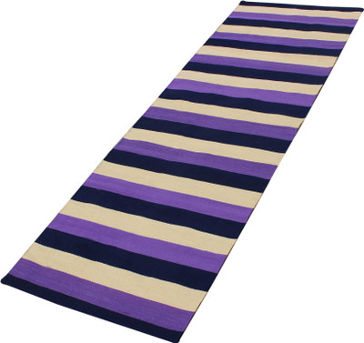 

Ryan Premium Exclusive Stripes 100% Cotton Handwoven Yoga/Exercise Mat Black, Purple 3 mm Yoga Mat, Purlple