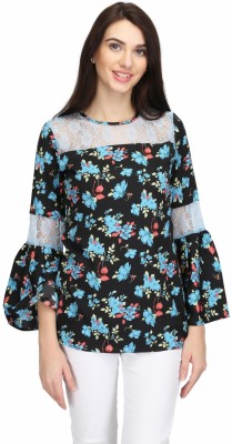 KARMIC VISION Casual 3/4 Sleeve Printed Women Multicolor Top