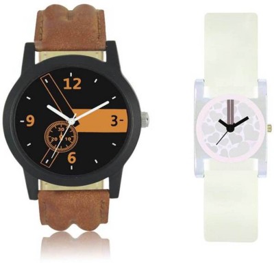 FASHION POOL LOREM & VALENTINE MOST STYLISH & STUNNING ROUND DIAL COUPLE COMBO WATCH WITH BLACK & ORANGE COLOR WATCH WITH SQUARE DIAL DESIGN WATCH WITH PEARL WHITE COLOR WATER MARK DIAL GRAPHICS WATCH WITH PEARL WHITE COLOR WATCH WITH LEATHER & RUBBER TRENDY & FASHIONABLE BELT WATCH FOR PROFESSIONAL   Watches  (FASHION POOL)
