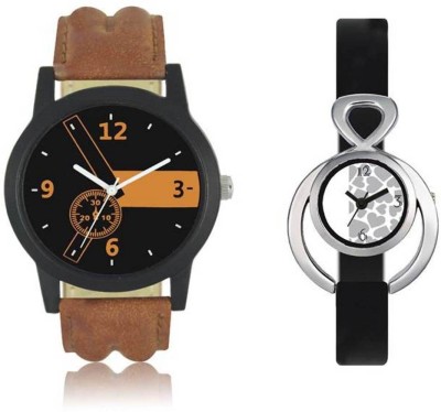 FASHION POOL LOREM & VALENTINE MOST STYLISH & STUNNING ROUND DIAL COUPLE COMBO WATCH WITH BLACK & ORANGE COLOR WATCH WITH INFINITY DIAL DESIGN WATCH WITH PEARL WHITE COLOR WATER MARK DIAL GRAPHICS WATCH WITH BLACK COLOR WATCH WITH LEATHER & RUBBER TRENDY & FASHIONABLE BELT WATCH FOR PROFESSIONAL & P   Watches  (FASHION POOL)