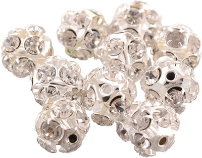 

GOELX Stone balls glittering and shiny silver balls for jewellery making 3 size pack
