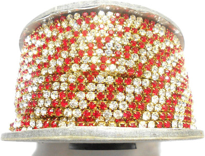 

GOELX 2-in-1 Stone Chain - Red & Clear for Jewellery Making & Decorating !!