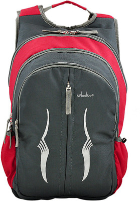 Yelloe Vlook up Series spacious, body hugging Grey red laptop backpack with multi compartments 31 L Laptop Backpack(Grey)
