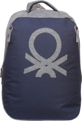 

United Colors of Benetton Contrast Square Shape 23 L Backpack(Grey, Blue), Blue;grey