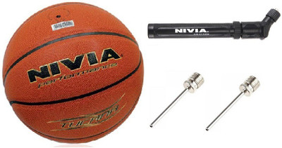 

Nivia Combo of Three, One Tucana Basketball ,One Double Action Pump , and Two Needle Basketball - Size: (Pack of 1, Multicolor, Orange