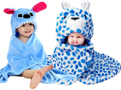 

BRANDONN Animal  Hooded Baby Blanket(Fur, SKY BLUE