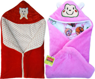 

BRANDONN Printed  Hooded Baby Blanket(Fur, Pink, Red
