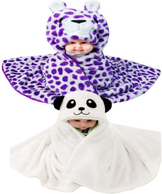 

BRANDONN Animal  Hooded Baby Blanket(Fur, Purple, White