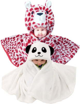 

BRANDONN Animal  Hooded Baby Blanket(Fur, Red, White