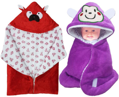 

BRANDONN Printed  Hooded Baby Blanket(Fur, WINE, DARK RED, Dark red;wine
