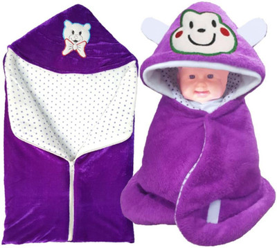 

BRANDONN Printed  Hooded Baby Blanket(Fur, WINE, DARK PURPLE, Dark purple;wine