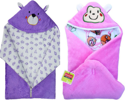 

BRANDONN Printed  Hooded Baby Blanket(Fur, Pink, Purple