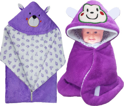 

BRANDONN Printed  Hooded Baby Blanket(Fur, WINE, LIGHT PURPLE, Light purple;wine