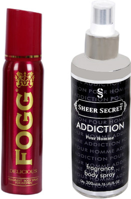 

Fogg DELICIOUS 150 ML with ADDICTION MEN BODY MIST 200 ML(Set of 2)
