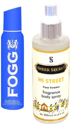 

Fogg IMPERIAL 150 ML with HI STREET WOMEN BODY MIST 200 ML(Set of 2)