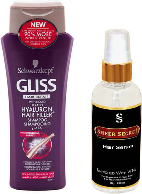 

Schwarzkopf HYALURON HAIR FILLER SHAMPOO 400ML with SHEER SECRET SERUM 100ML(Set of 2)