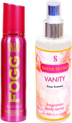 

Fogg ESSENCE 150 ML with VANITY WOMEN BODY MIST 200 ML(Set of 2)
