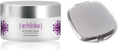 

Modicare SCHLOKA WHITENING CREAM WITH LEMON AND TURMERIC FOR DARK & PIGMENTED SKIN, WITH COMPACT MIRROR(Set of 2)