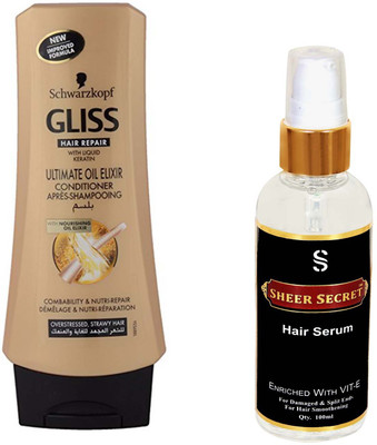 

Schwarzkopf ULTIMATE OIL ELIXER CONDITIONER 400ML with SHEER SECRET SERUM 100ML(Set of 2)