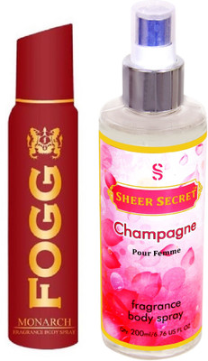 

Fogg MONARCH 150 ML with CHAMPAGNE WOMEN BODY MIST 200 ML(Set of 2)
