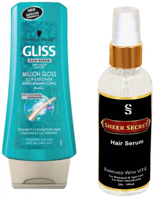 

Schwarzkopf MILLION GLOSS CONDITIONER 200ML with SHEER SECRET SERUM 100ML(Set of 2)