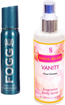 

Fogg MAJESTIC 150 ML with VANITY WOMEN BODY MIST 200 ML(Set of 2)