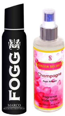 

Fogg MARCO 150 ML with CHAMPAGNE WOMEN BODY MIST 200 ML(Set of 2)