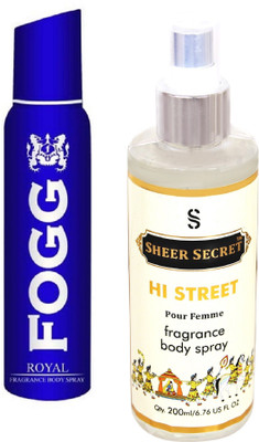 

Fogg ROYAL 150 ML with HI STREET WOMEN BODY MIST 200 ML(Set of 2)