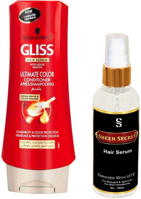 

Schwarzkopf ULTIMATE COLOR CONDITIONER 400ML with SHEER SECRET SERUM 100ML(Set of 2)