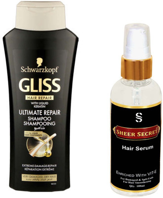 

Schwarzkopf ULTIMATE REPAIR SHAMPOO 400ML with SHEER SECRET SERUM 100ML(Set of 2)