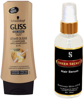 

Schwarzkopf ULTIMATE OIL ELIXER CONDITIONER 200ML with SHEER SECRET SERUM 100ML(Set of 2)