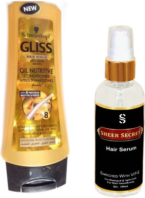 

Schwarzkopf OIL NUTRITIVE CONDITIONER 400ML with SHEER SECRET SERUM 100ML(Set of 2)