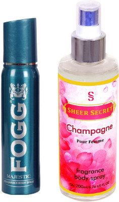 

Fogg MAJESTIC 150 ML with CHAMPAGNE WOMEN BODY MIST 200 ML(Set of 2)