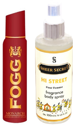 

Fogg MONARCH 150 ML with HI STREET WOMEN BODY MIST 200 ML(Set of 2)
